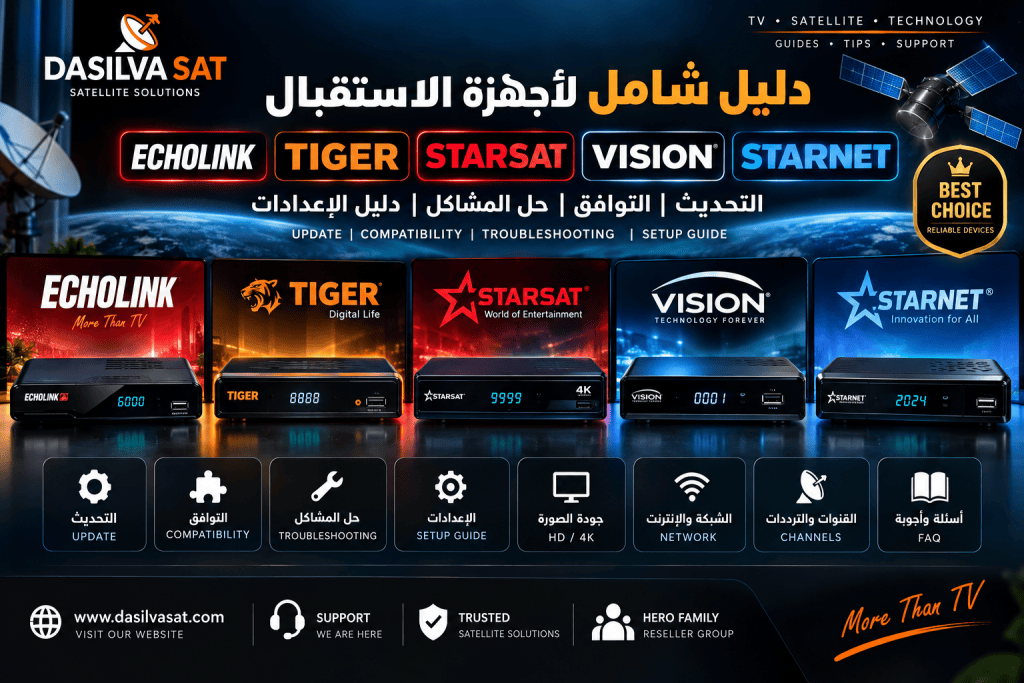 دليل شامل لأجهزة ECHOLINK وTIGER وSTARSAT وVISION وSTARNET