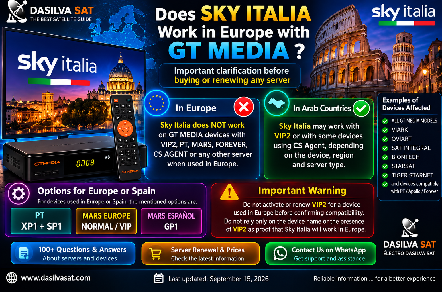 Sky Italia funziona in Europa con GT MEDIA?