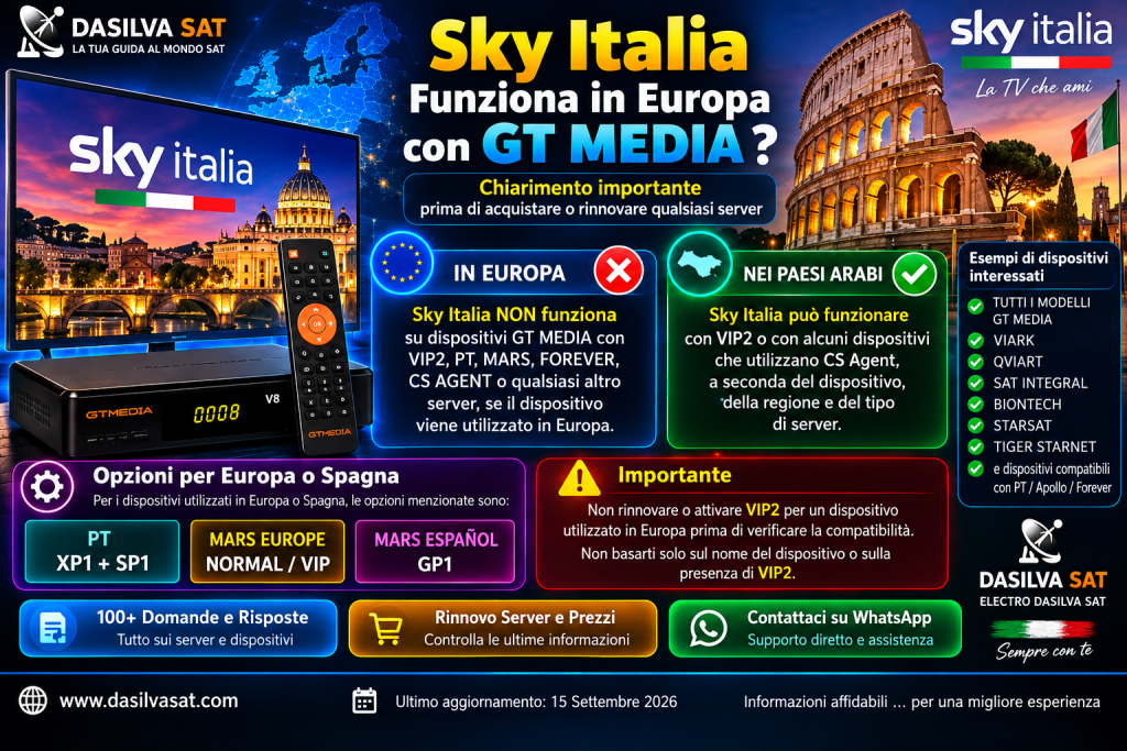 Sky Italia funziona in Europa con GT MEDIA?