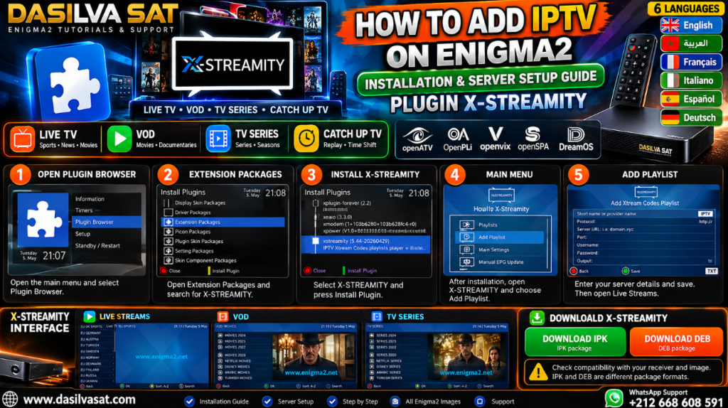 How to Install the X-STREAMITY IPTV Plugin on OpenATV Enigma2 – Complete Setup Guide