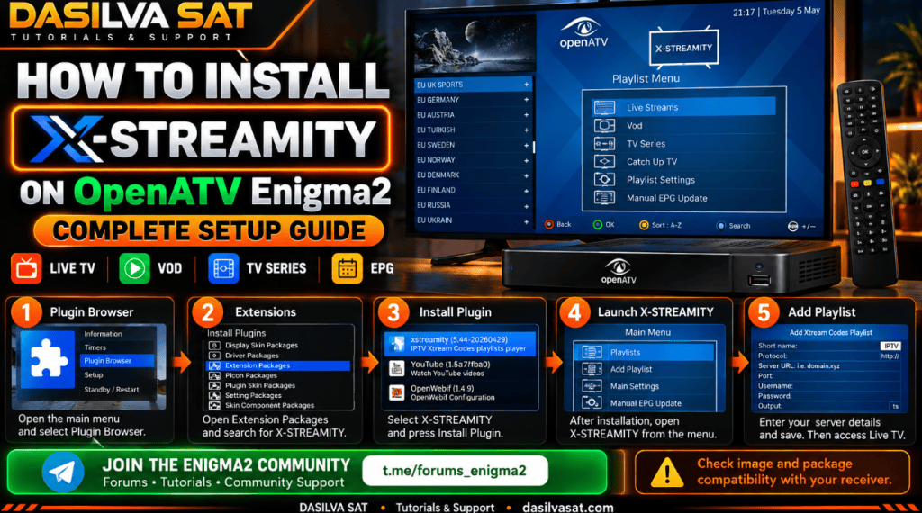 How to Install the X-STREAMITY Plugin on OpenATV Enigma2 – Complete Setup Guide